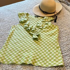 Jones New York Lime Checkered Ladies Sleeveless Top. Size Medium